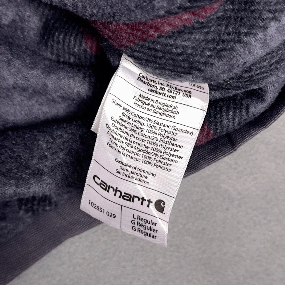 Carhartt Rugged Flex Shirt Jac Flannel Lined Washed Purple Canvas Mens L - Picture 6 of 8